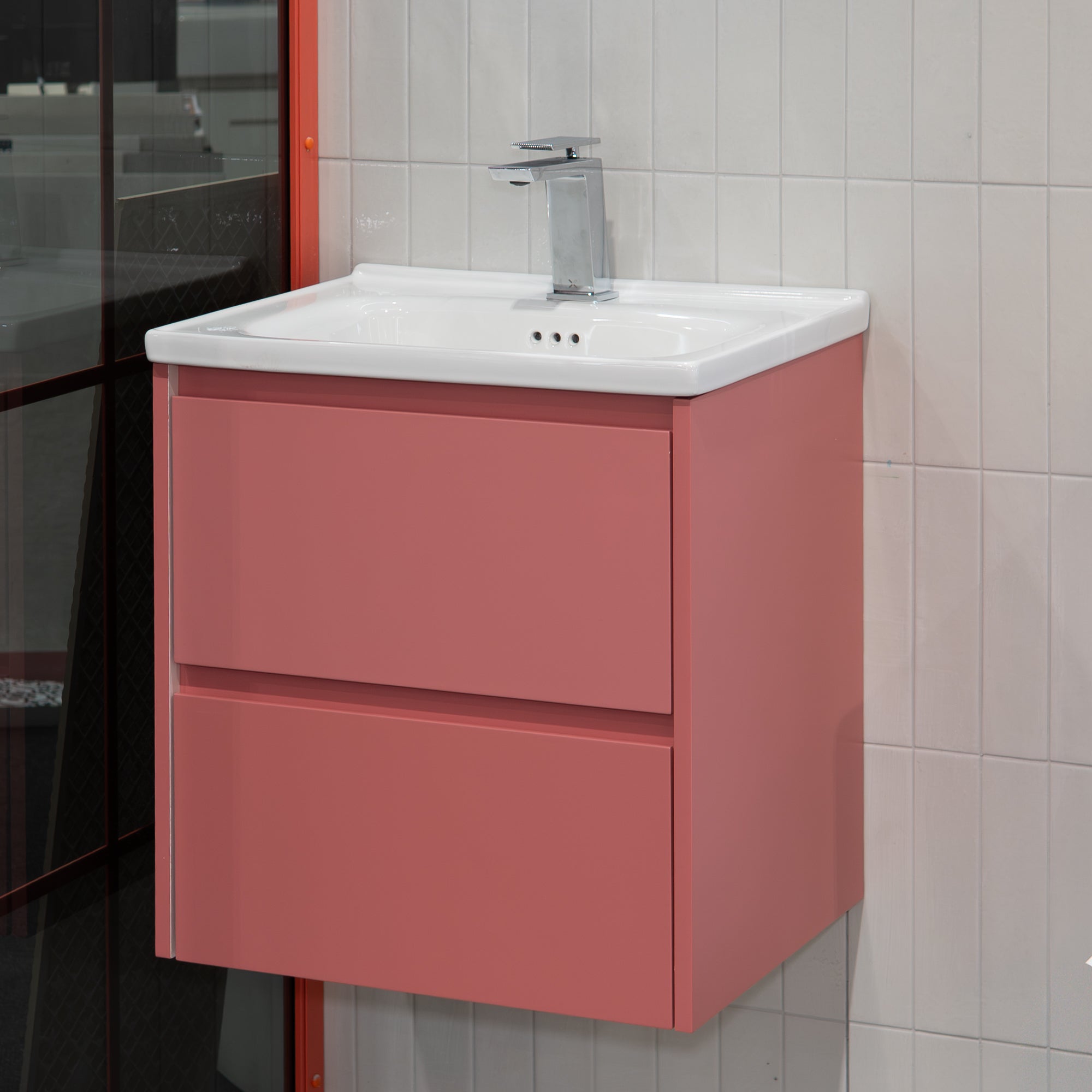 Granlusso Sorrento Orange Short Projection Wall Mounted Vanity Unit with Basin