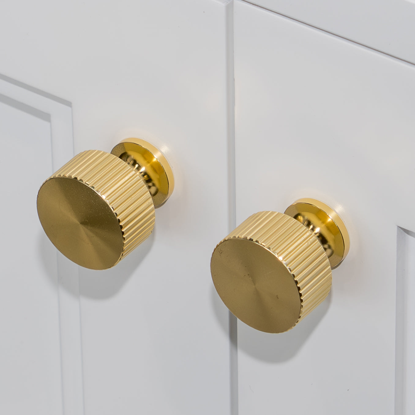 Designer Fluted Vanity Unit Knob - Brushed Brass