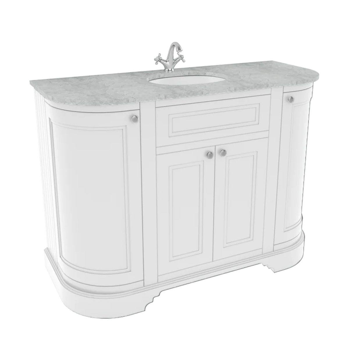 Hampton 1200 Floorstanding Curved Vanity Unit With Worktop and Basin