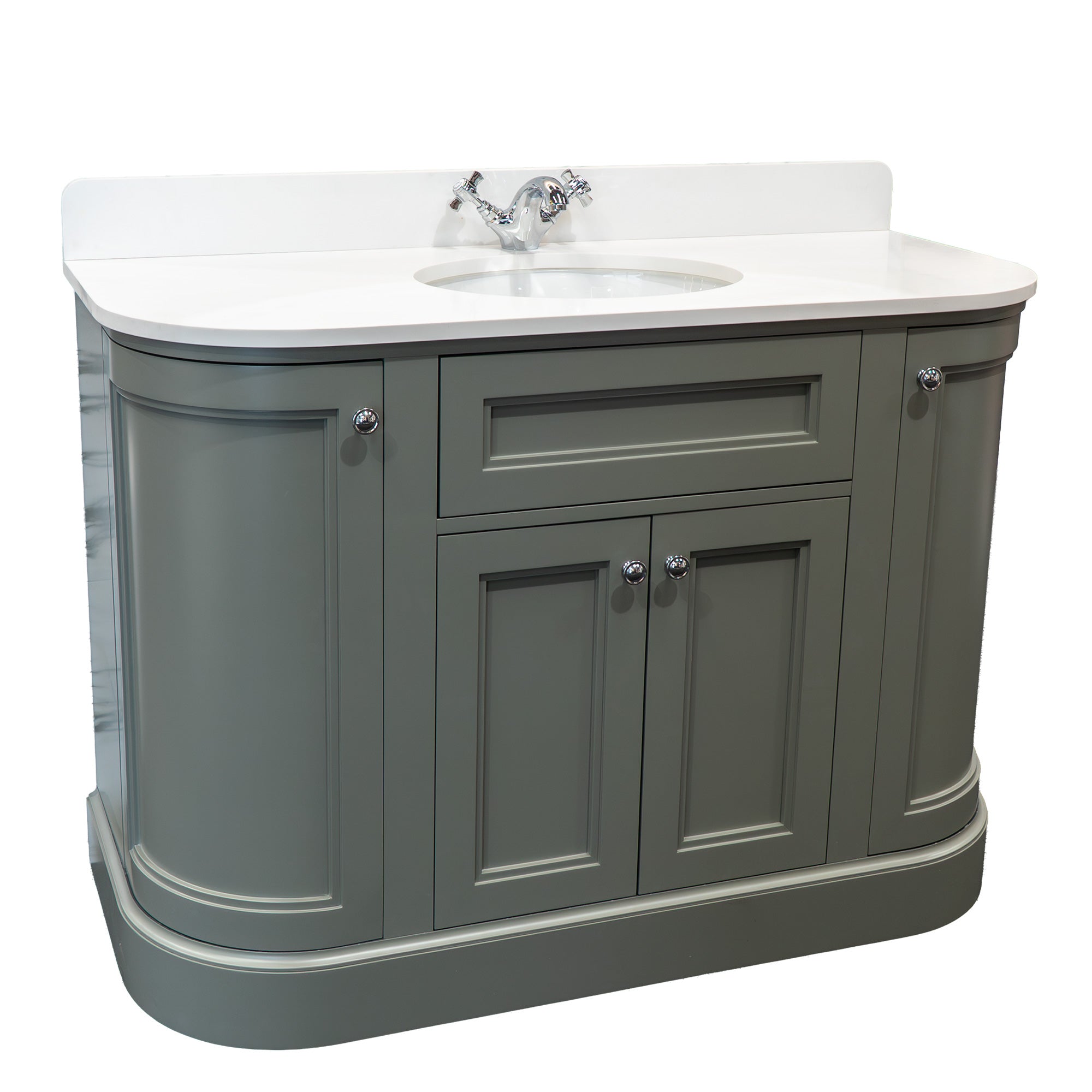 Hampton 1200 Floorstanding Curved Vanity Unit With Worktop and Basin