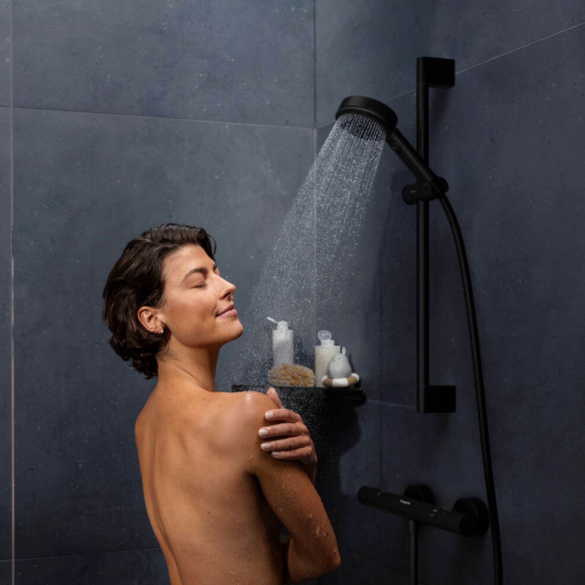 Hansgrohe Pulsify Select S Exposed Thermo Shower With Slide Rail Kit - Matt Black