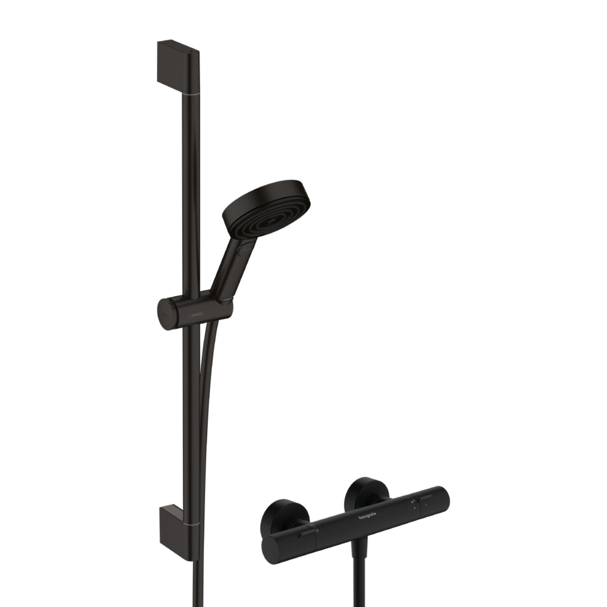 Hansgrohe Pulsify Select S Exposed Thermo Shower With Slide Rail Kit - Matt Black