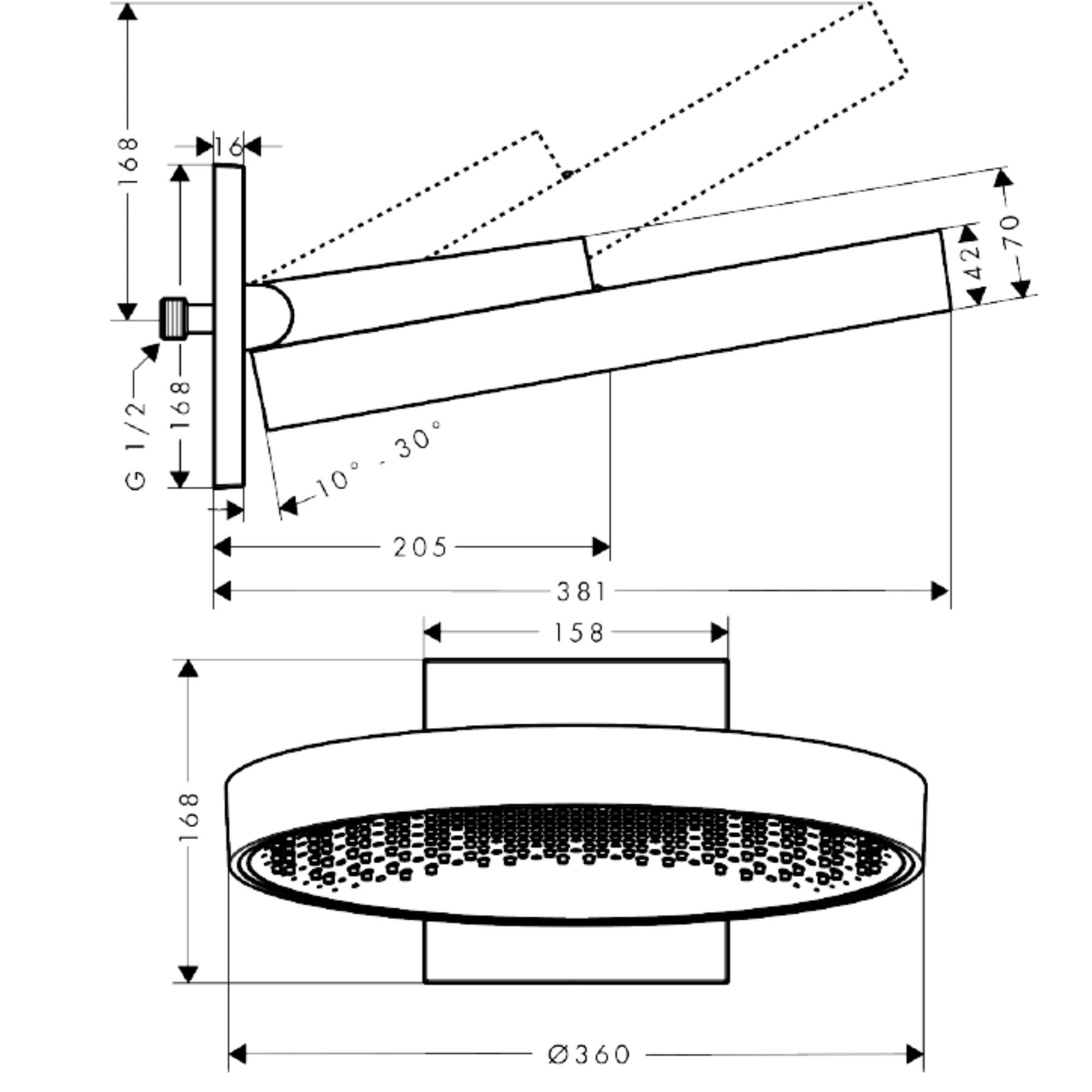 Hansgrohe Shower Head Technical Drawing