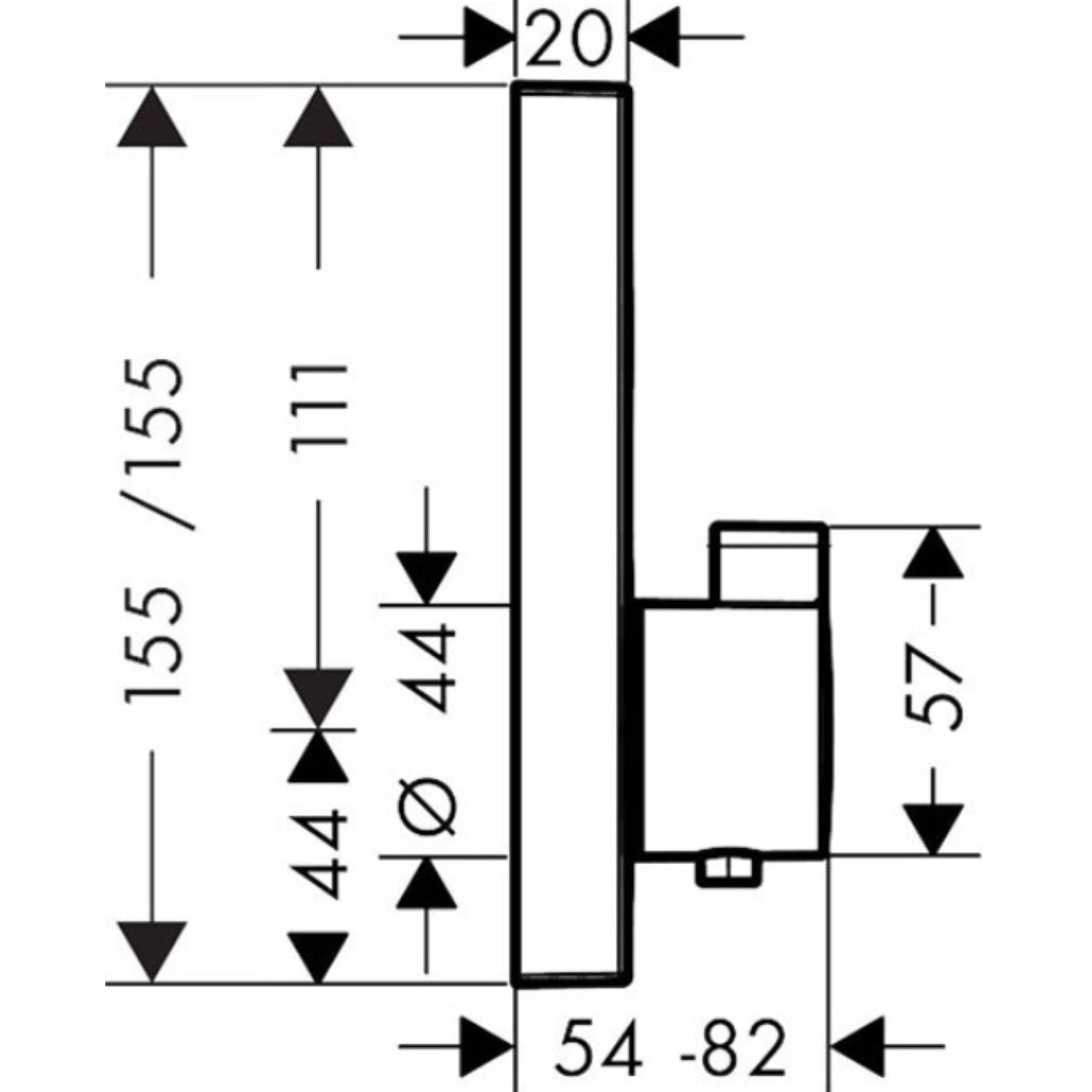 Hansgrohe Square 1 Outlet Push Thermo Shower Valve With Raindance Select S Slide Rail Kit - Chrome