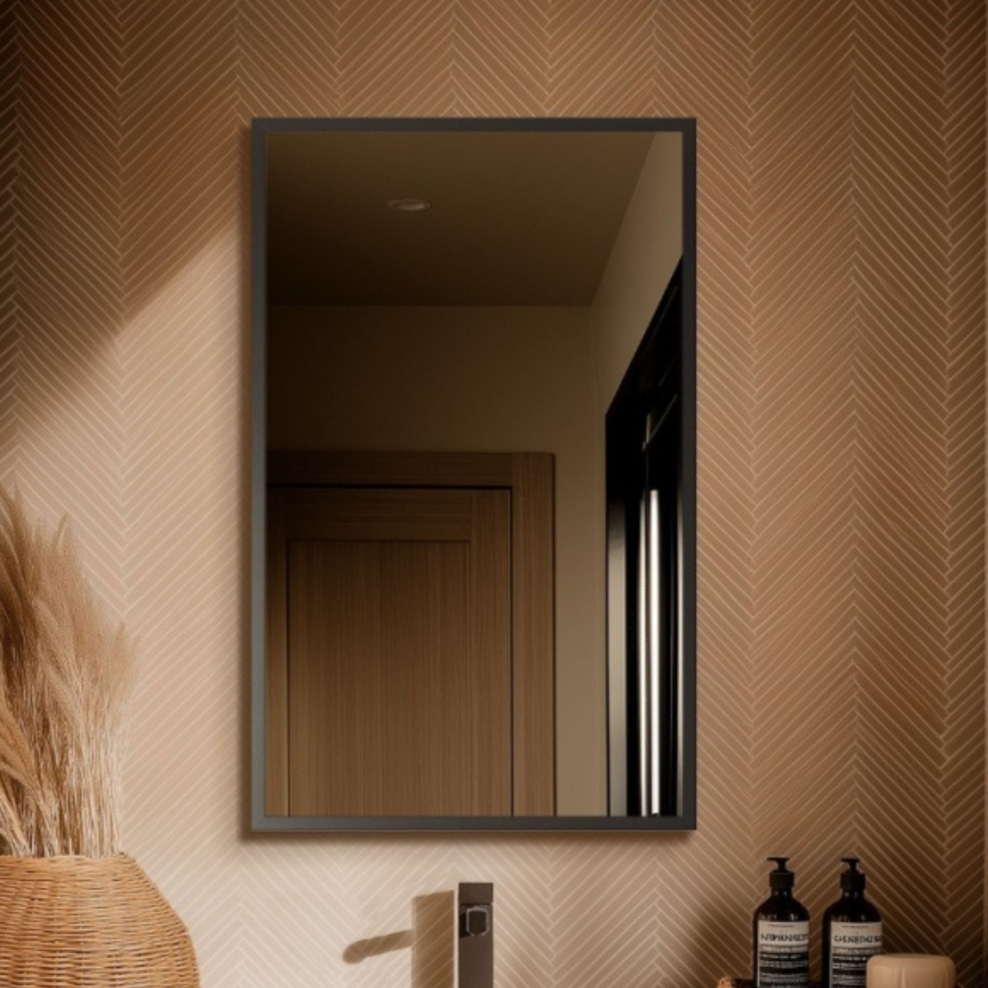 Harbour Rectangular Bathroom Mirror Gunmetal