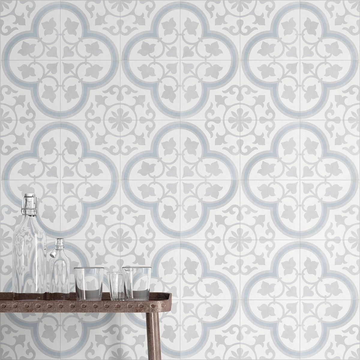 Havana Silver Ornate Matt Porcelain Tile 22 x 22cm