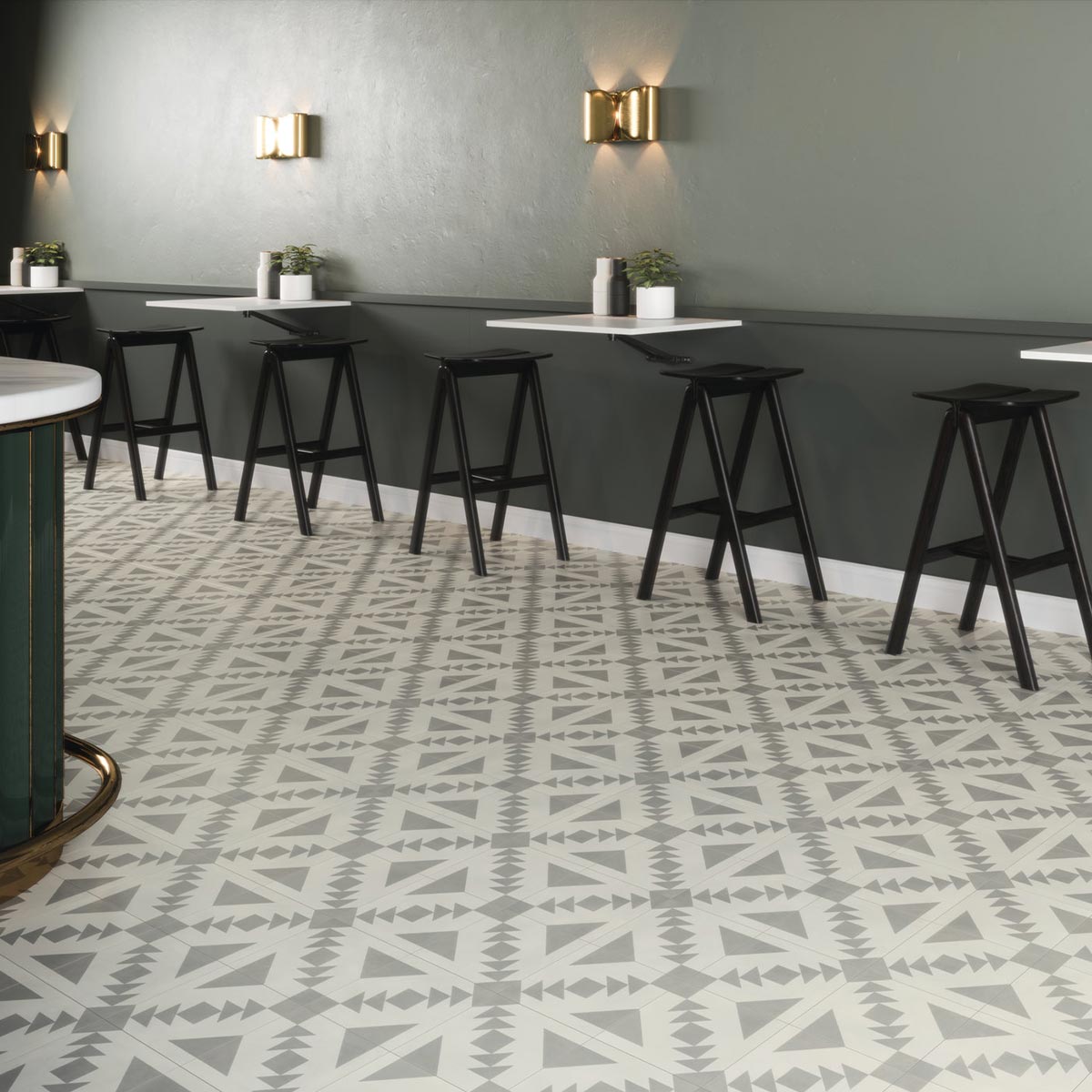 Cuban Silver Arrow Matt Porcelain Tile 22 x 22cm