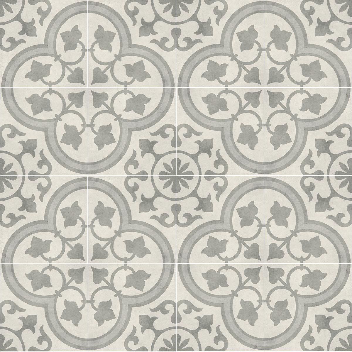 Cuban Silver Ornate Matt Porcelain Tile 22 x 22cm