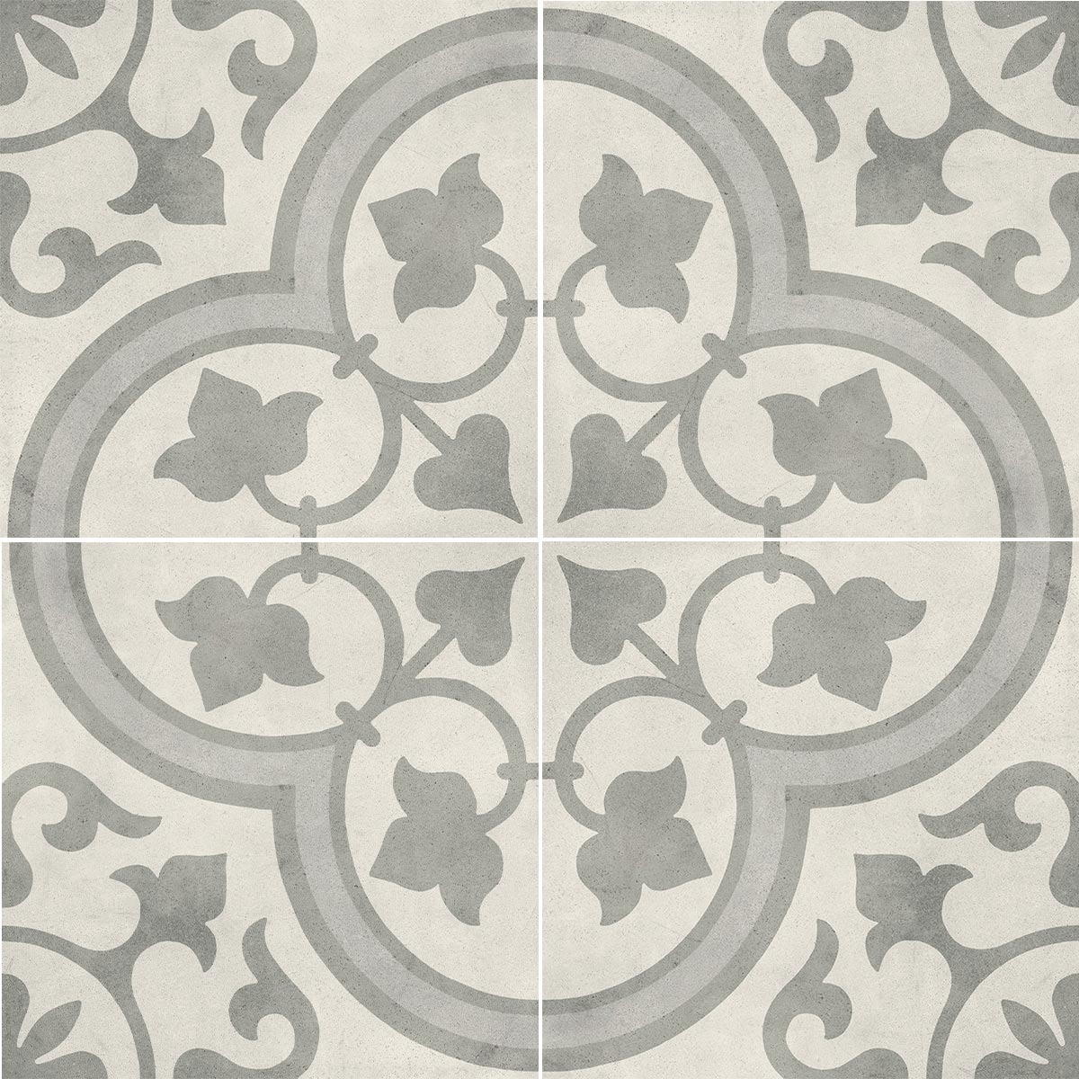 Cuban Silver Ornate Matt Porcelain Tile 22 x 22cm