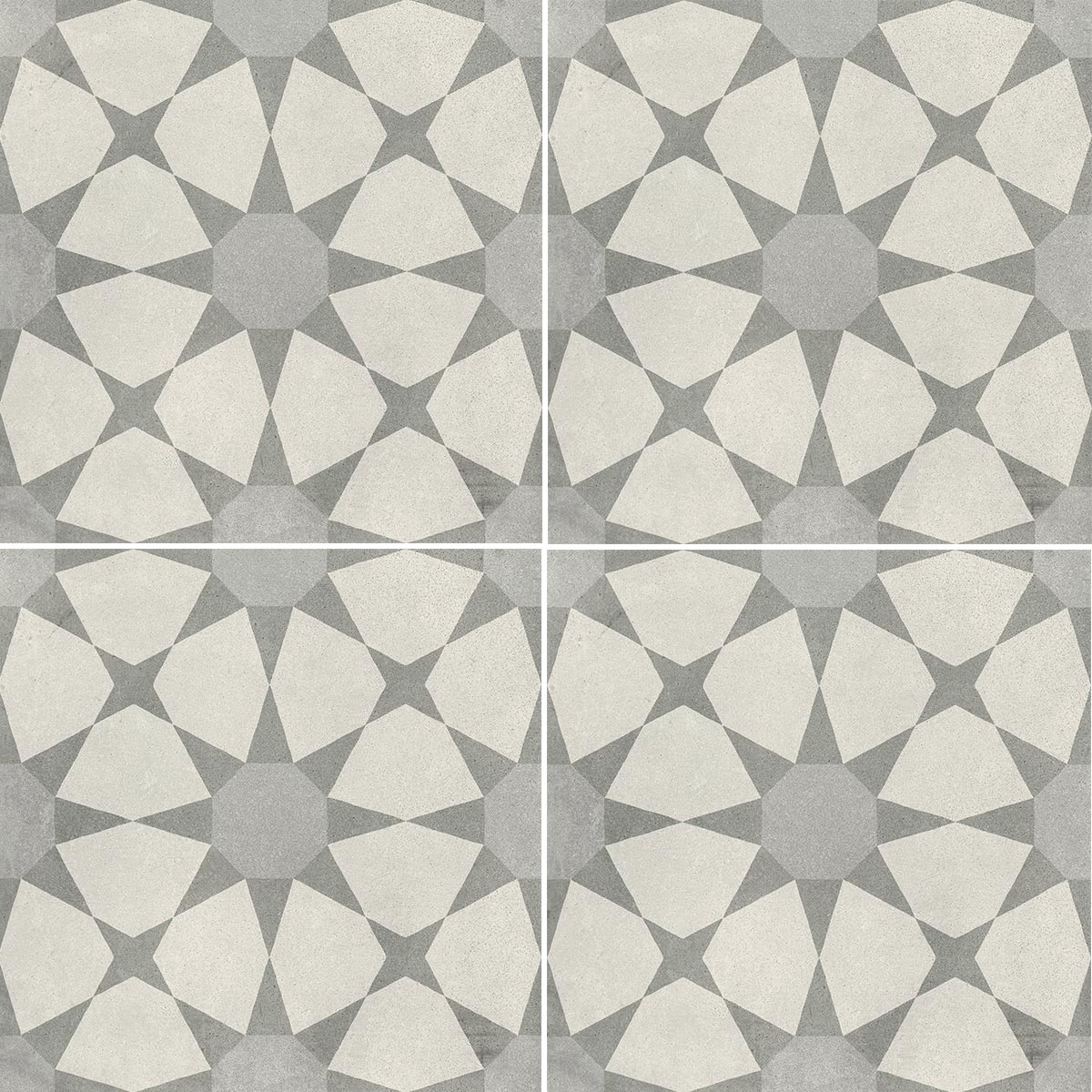 Cuban Silver Star Matt Porcelain Tile 22 x 22cm