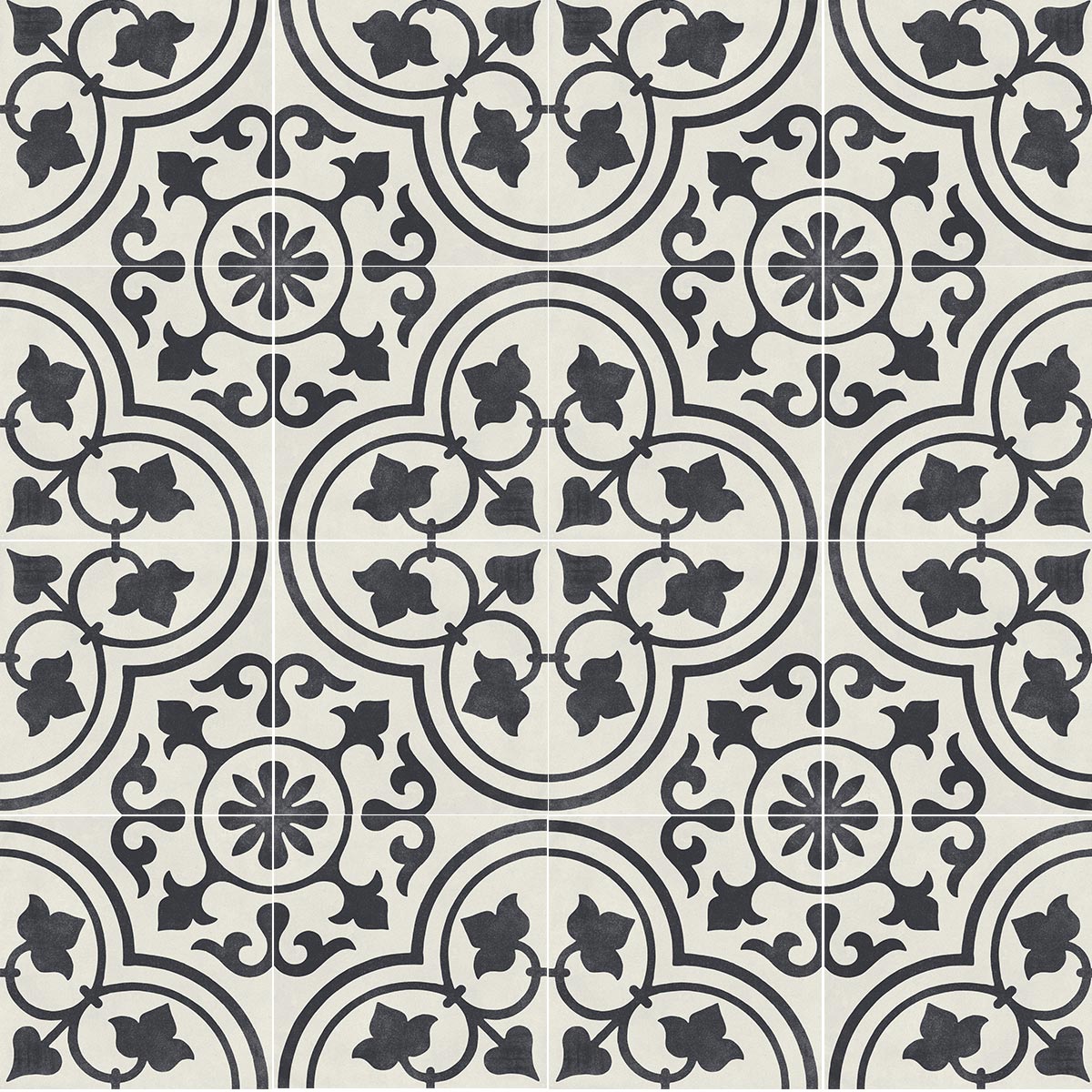 Cuban White Ornate Matt Porcelain Tile 22 x 22cm