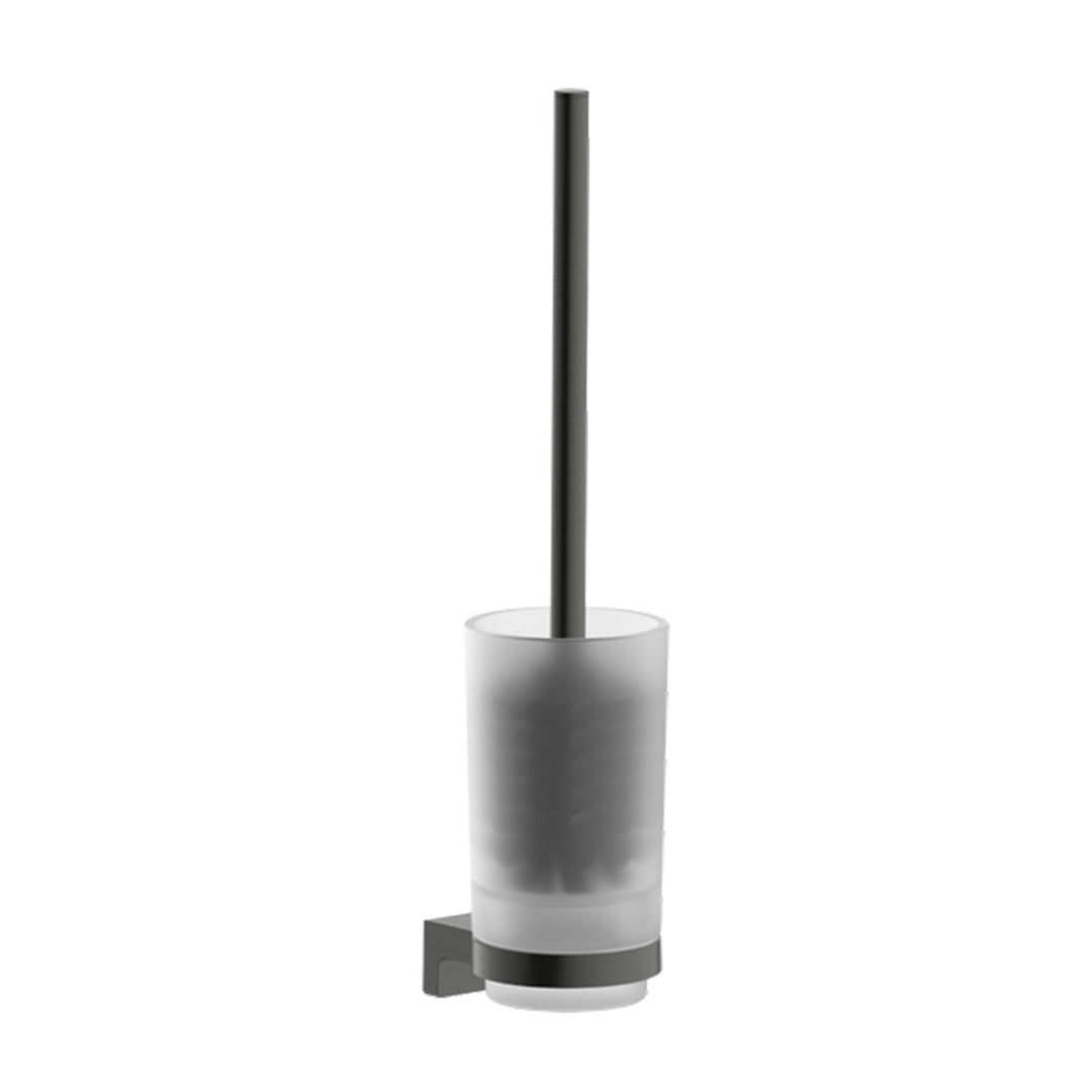 Hansgrohe AddStoris S Toilet Brush Holder in brushed black chrome finish, supplied by Deluxe Bathrooms.