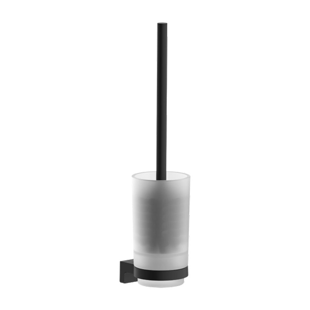 Hansgrohe AddStoris S Toilet Brush Holder in matt black finish, supplied by Deluxe Bathrooms.