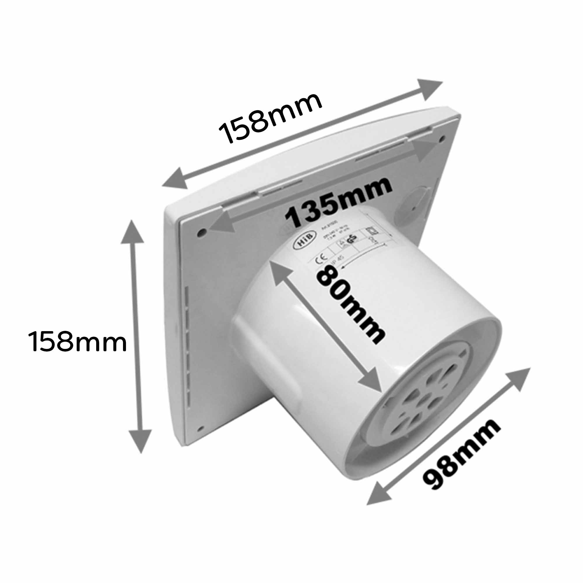 hib hush extractor fan dimensions