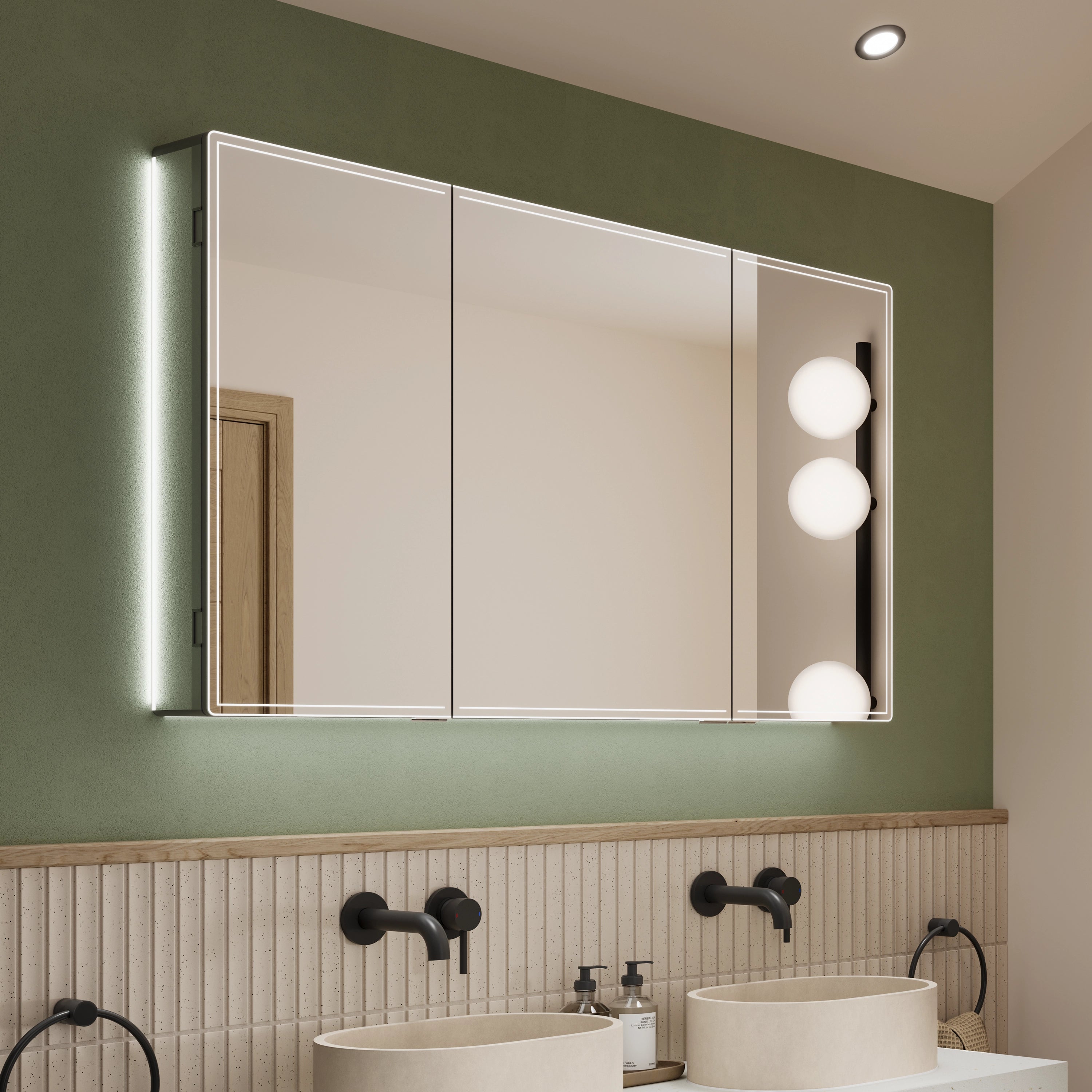 hib isoe 120 LED Frame 2 Door Mirror Cabinet 120x70cm