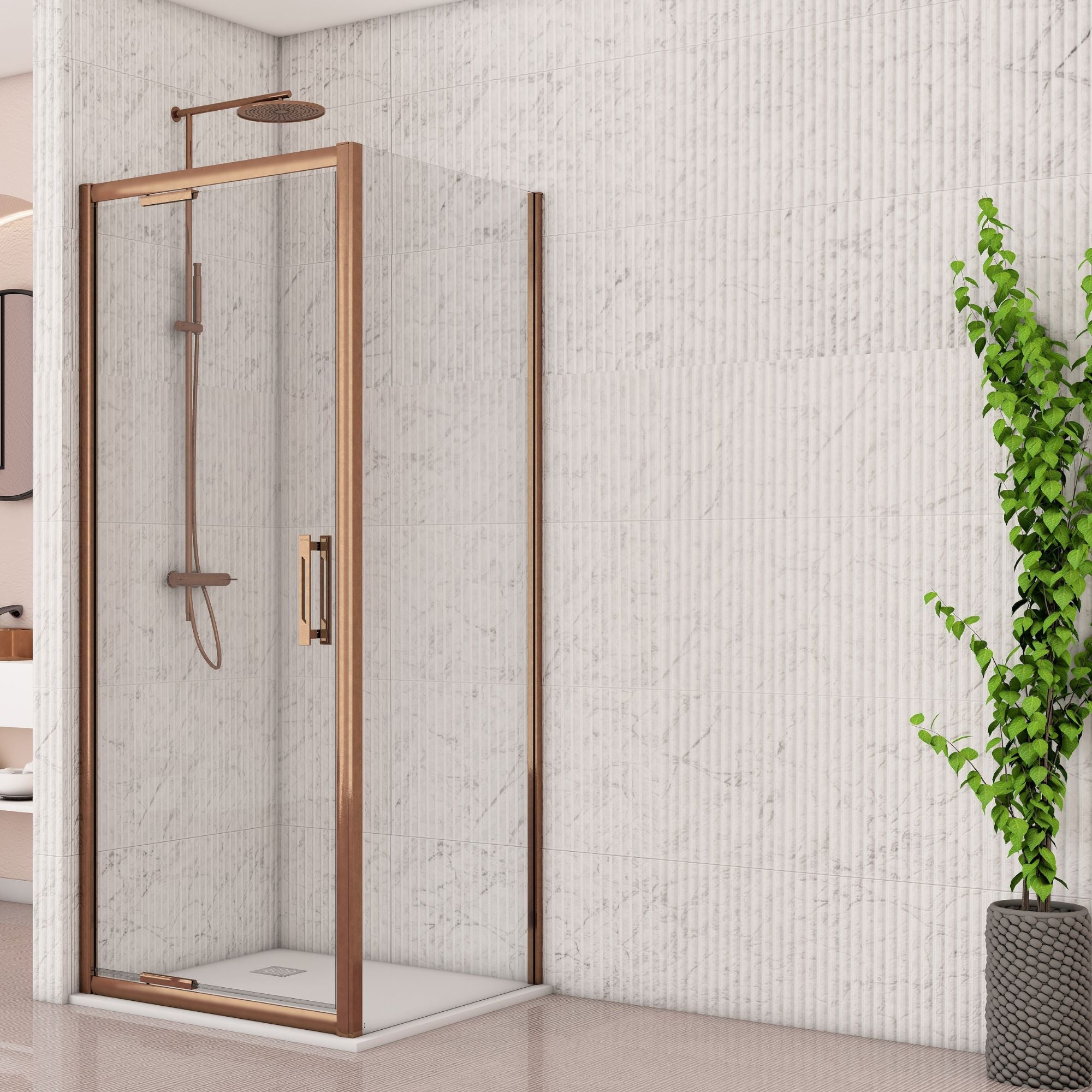 Image i9 Infold Shower Door With Side Panel - Brushed Bronze