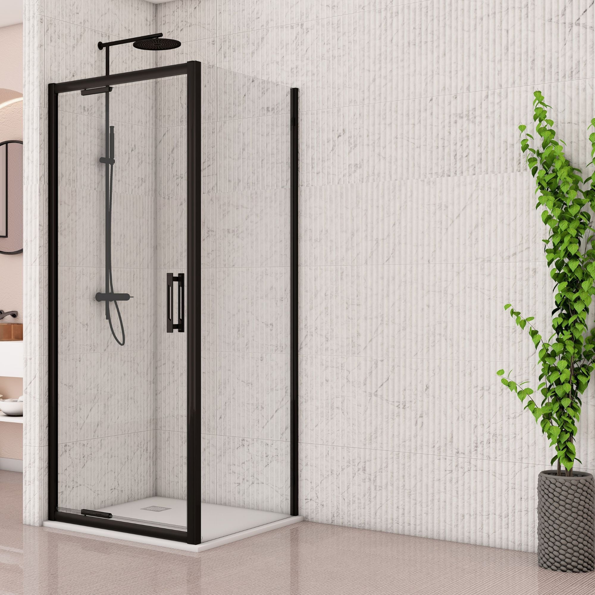 Image i9 Pivot Inswing Shower Door With Optional Side Panel - Black
