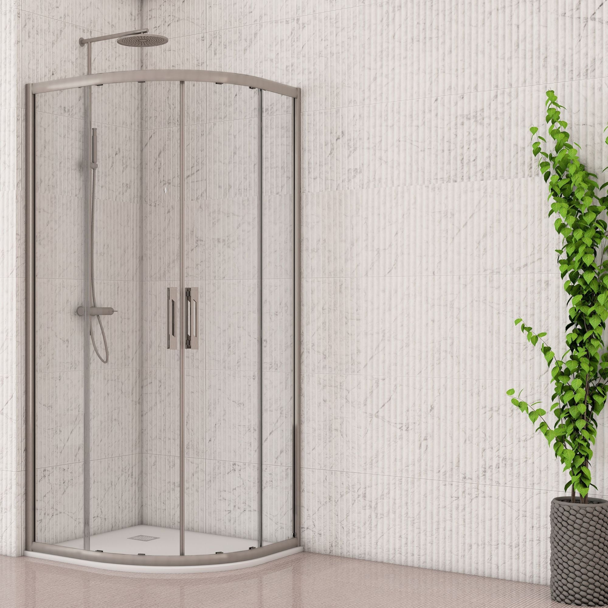 Image i9 Quadrant Double Sliding Shower Door - Brushed Nickel