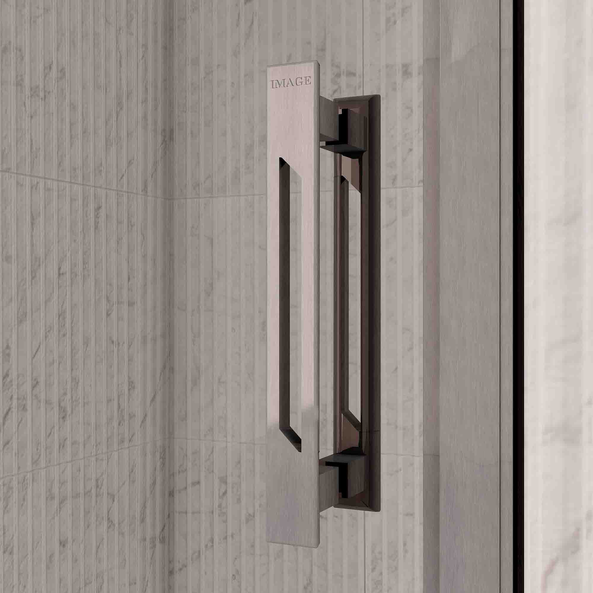 Image i9 Hinge And Inline Shower Door With Side Panel - Brushed Nickel