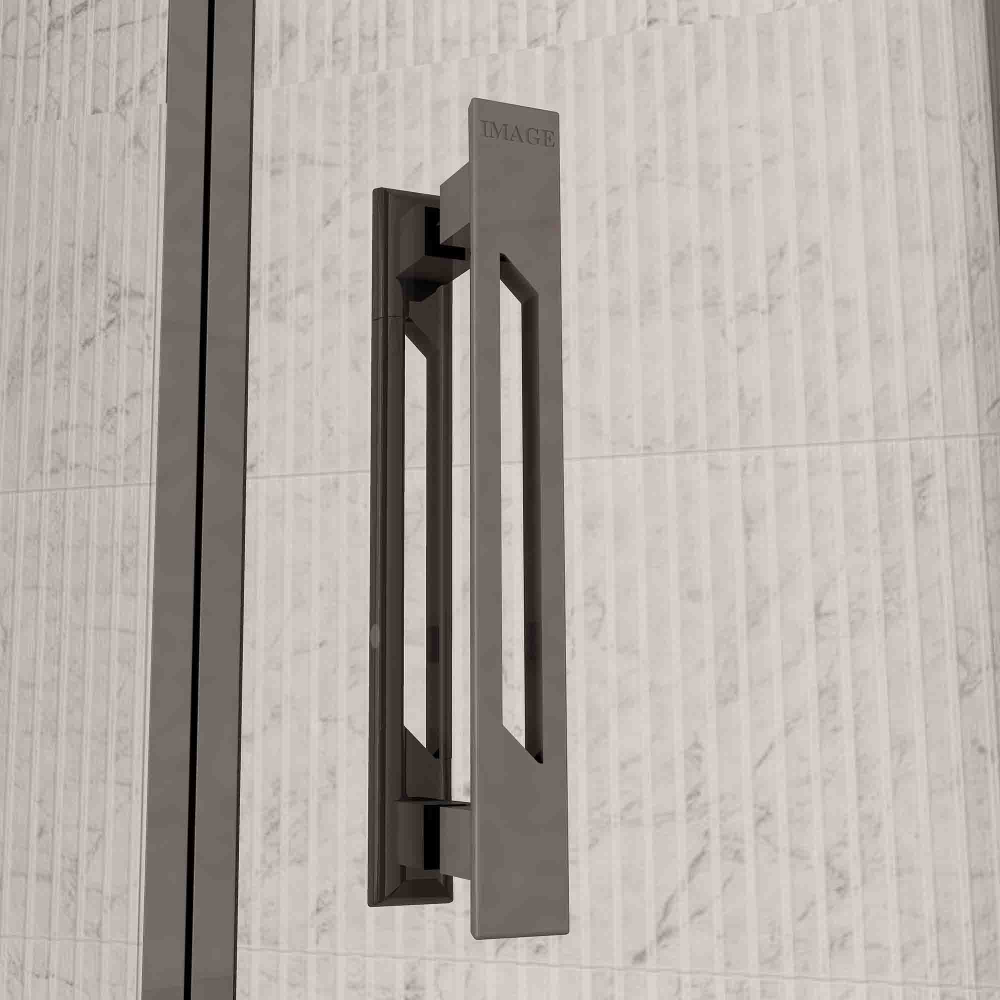 Image i9 Hinge And Inline Shower Door With Side Panel - Gunmetal
