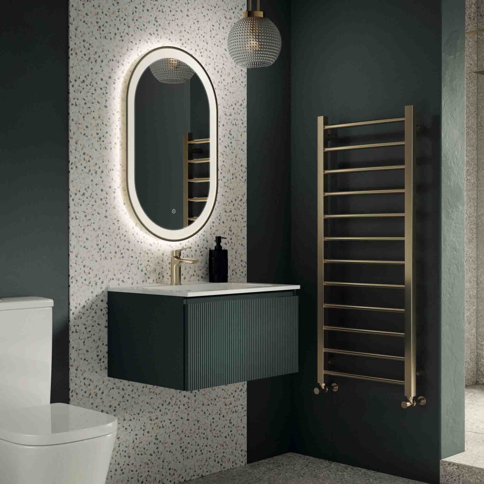 kendal heated towel rail 1200x500mm brushed brass