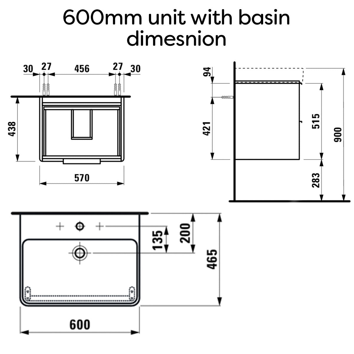 Laufen pro S Base Two Drawer Wall Hung Vanity Unit With Washbasin