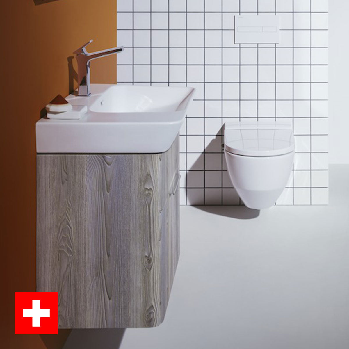 Laufen Moderna Two Drawer Wall Hung Vanity Washbasin Unit With Shelf Surface