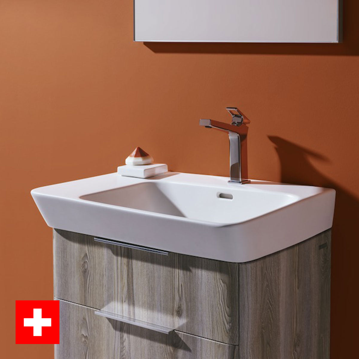 Laufen Moderna 840 Two Drawer Wall Hung Vanity Washbasin Unit With Shelf Surface