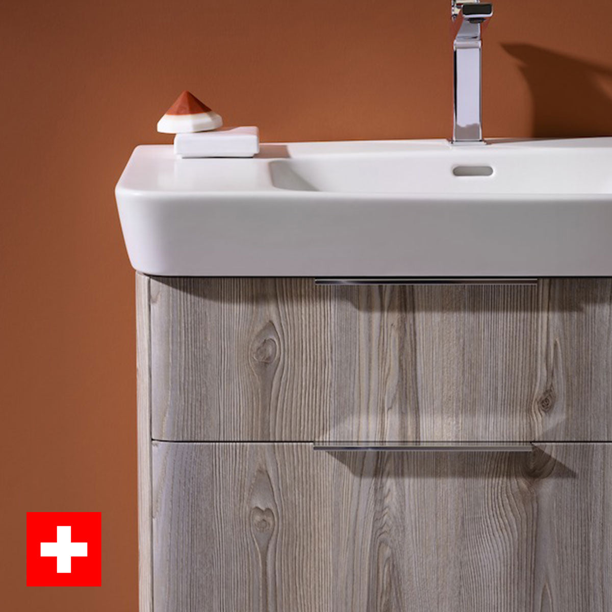 Laufen Moderna 840 Two Drawer Wall Hung Vanity Washbasin Unit With Shelf Surface