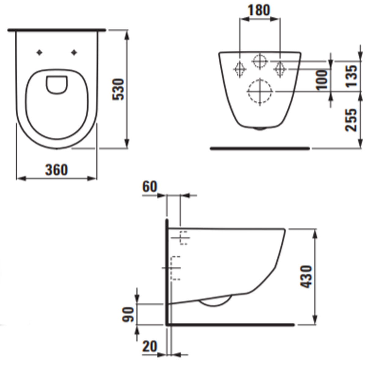 Laufen Pro Rimless Wall Hung WC Pan With Slim Soft Close Toilet Seat