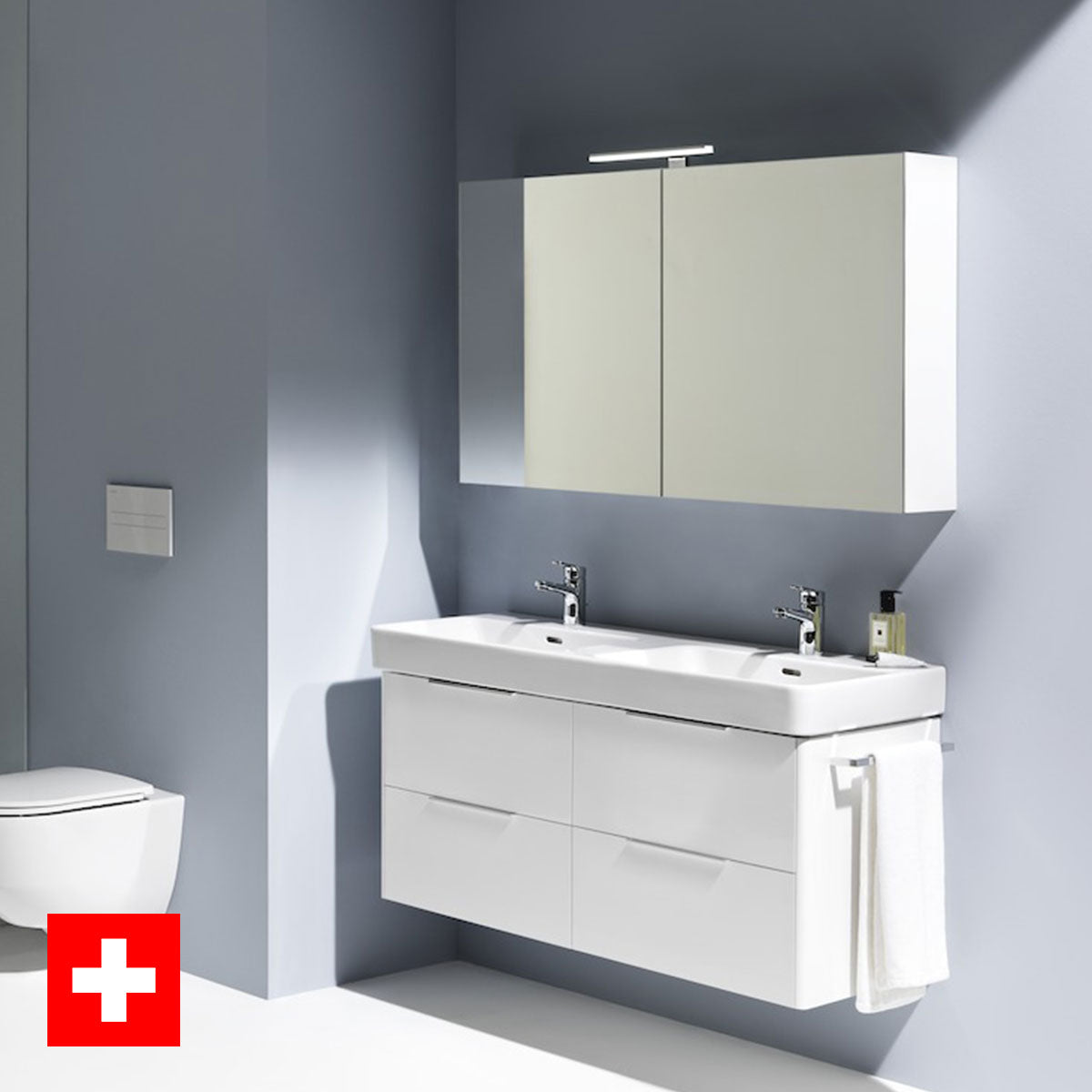Laufen pro S Base 1200 Four Drawer Wall Hung Vanity Unit With Double Washbasin