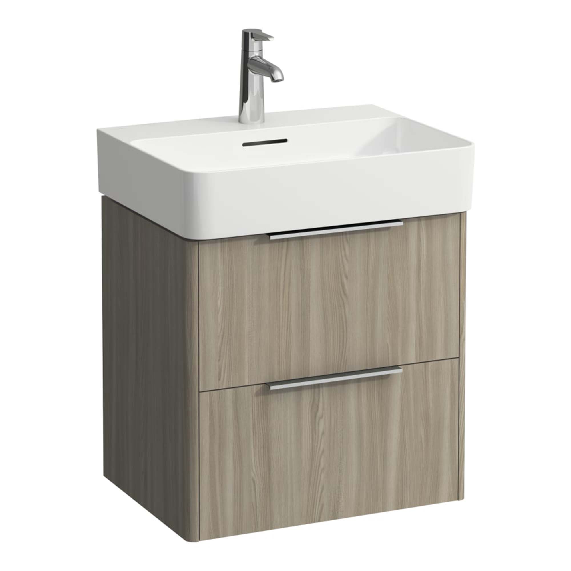 laufen val 550 2 drawer wall hung vanity ceramic washbasin light elm