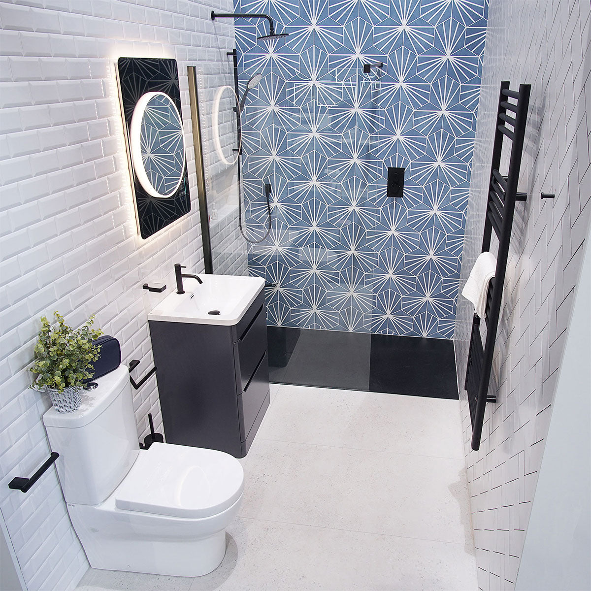 Deluxe Lilypad Azul Hexagon Matt Porcelain Tile 23x20cm