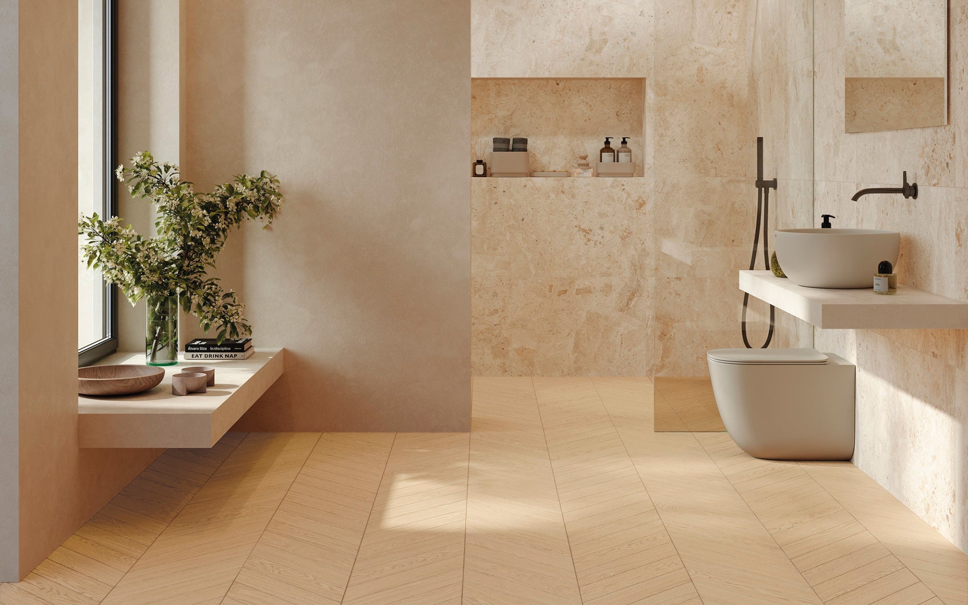 livorno crema stone effect porcelain tile 60x120cm matt
