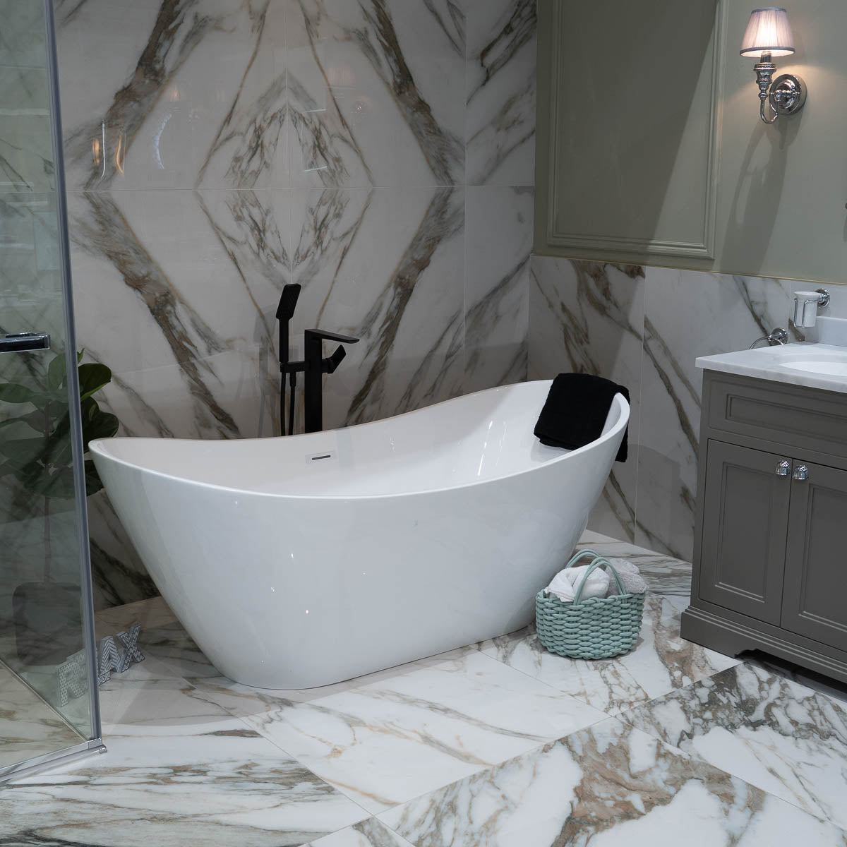 Granlusso Lusso Nova Double Slipper Freestanding Bath Acrylic - Gloss