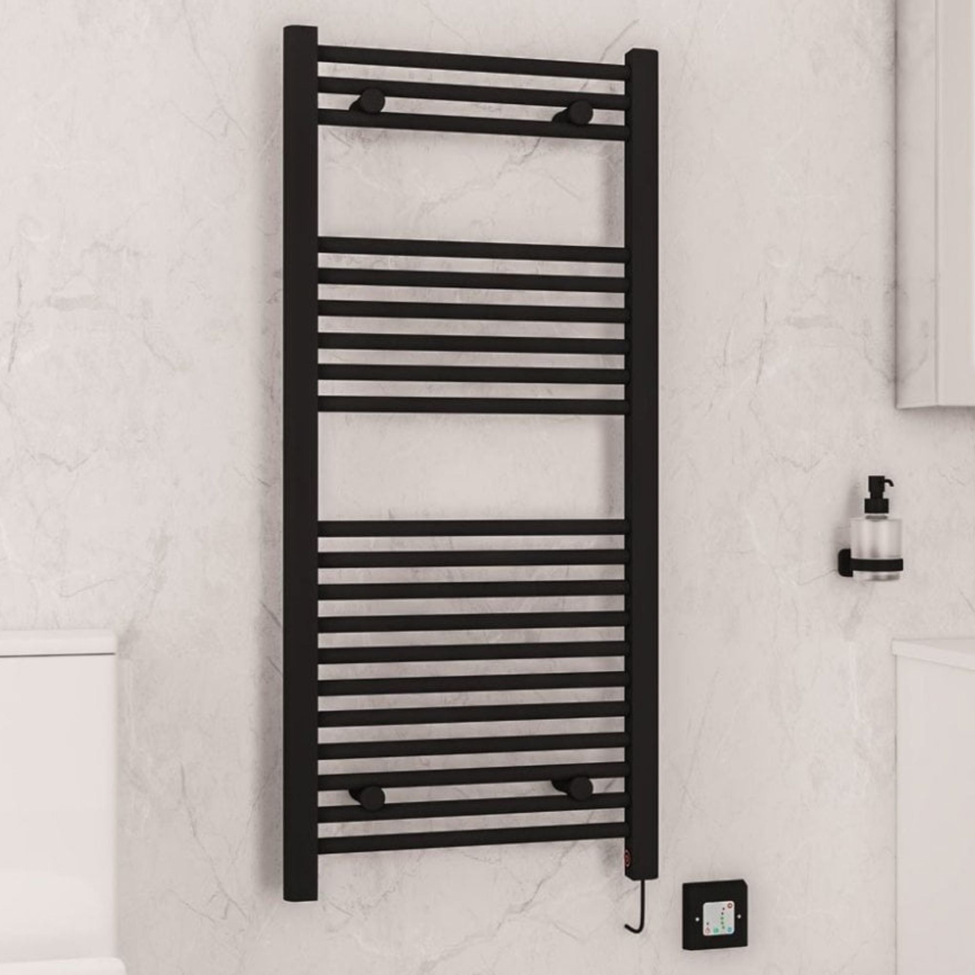 Madrid Dry Element Electric Heated Towel Rail With On & Off Button Matt Black
