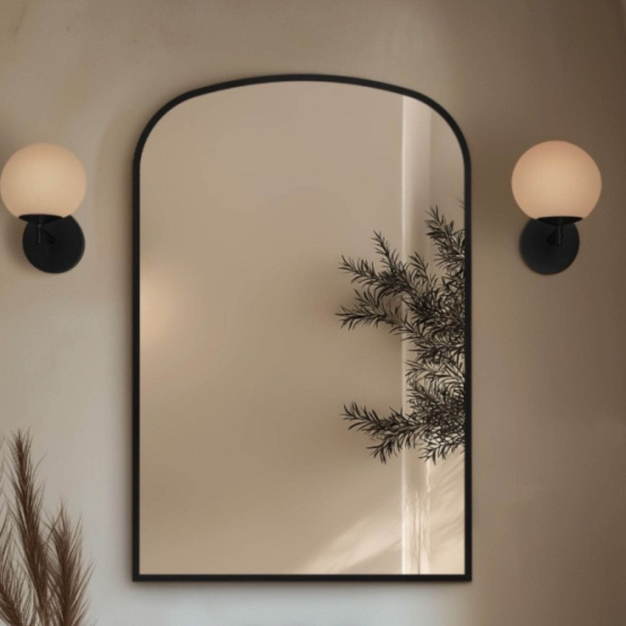 Marina Arched 60x90cm Bathroom Mirror Matt Black