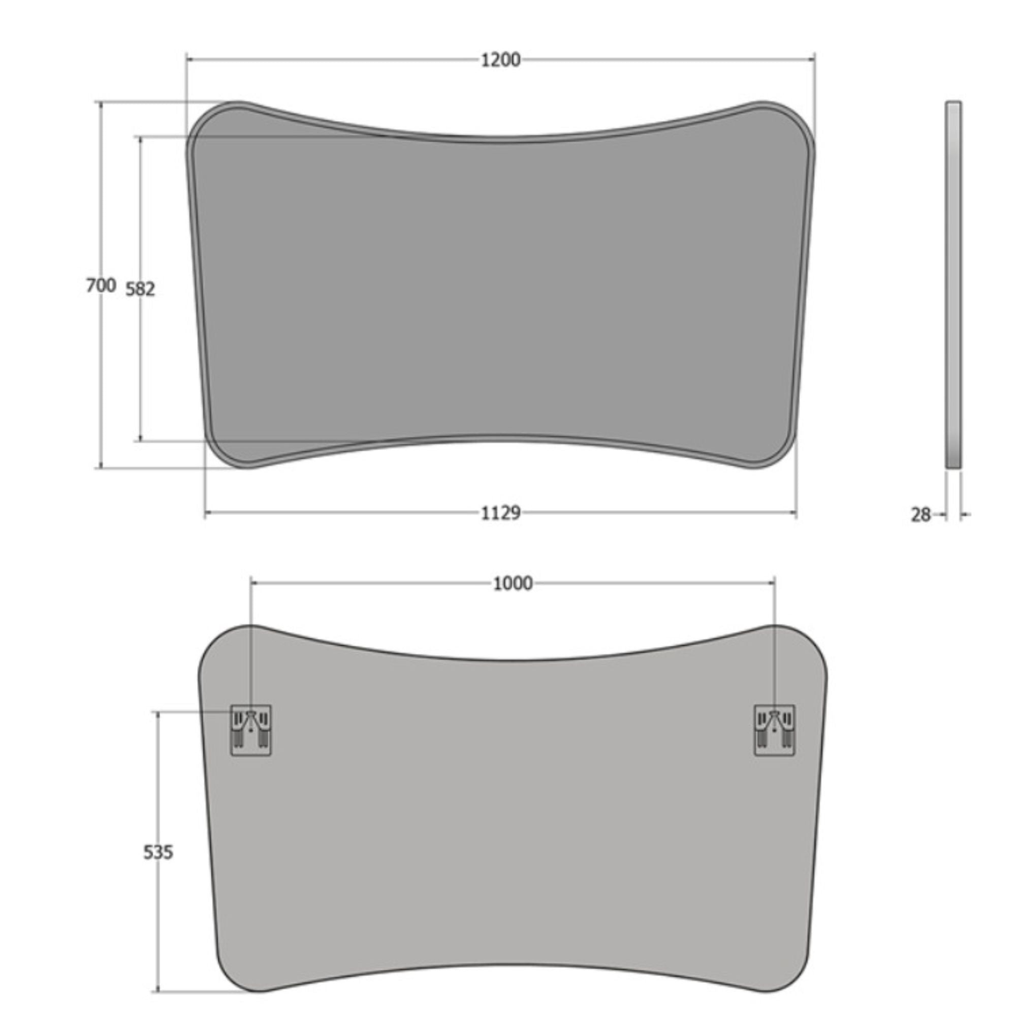 Marina Organic Bathroom Mirror Technical Drawings