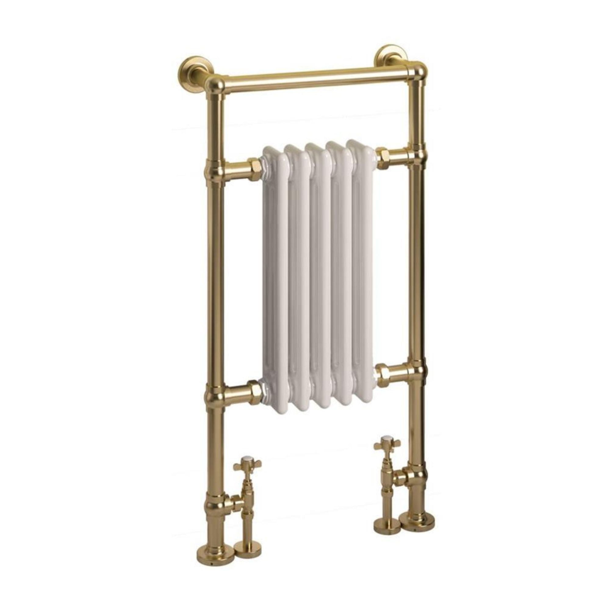 Marston Traditional Towel Rail Radiator - Brushed Brass & White