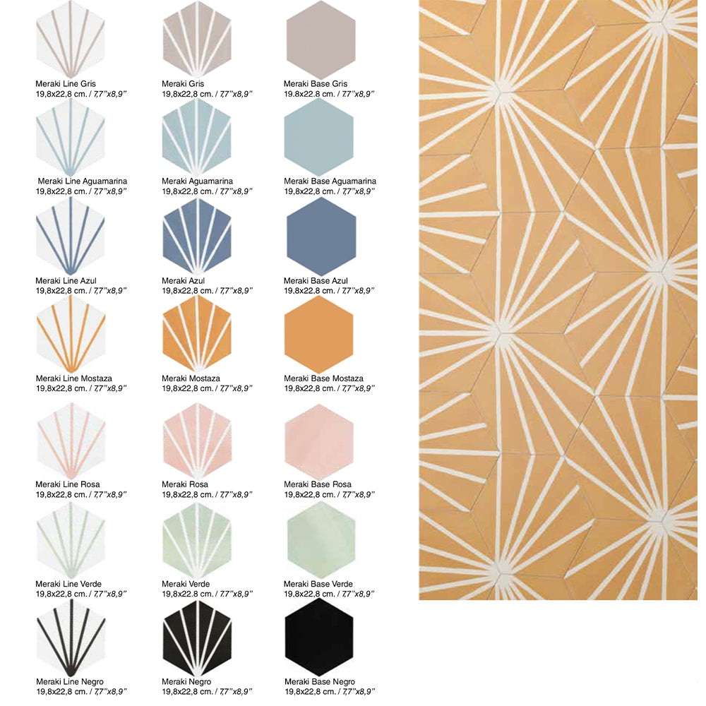 Deluxe Lilypad Line Negro Porcelain Matt Tile 23 x 20cm