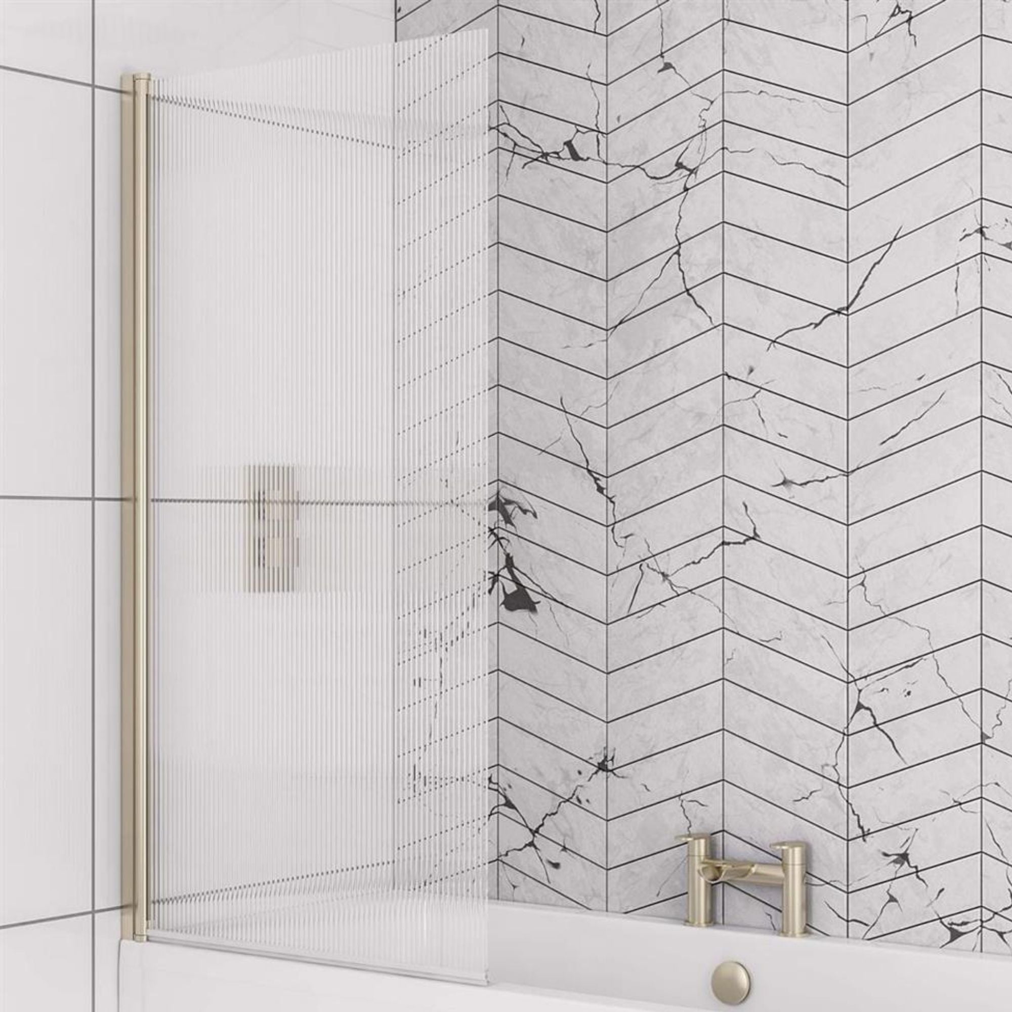 Mersey Fluted Straight Bath Screen Left Hand
