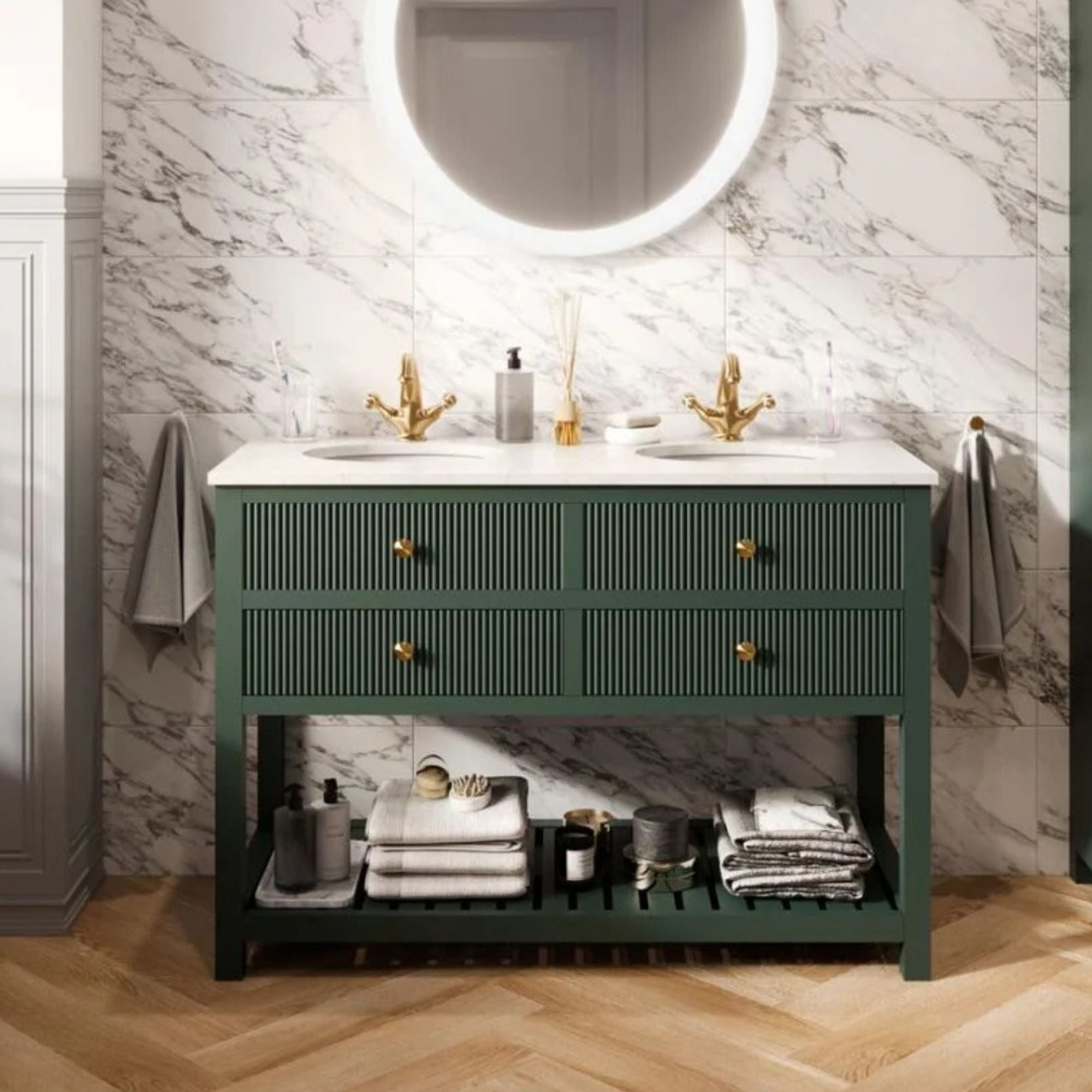 Newbury 1200 Fluted Floorstanding 4-Drawer Vanity Unit With Basin