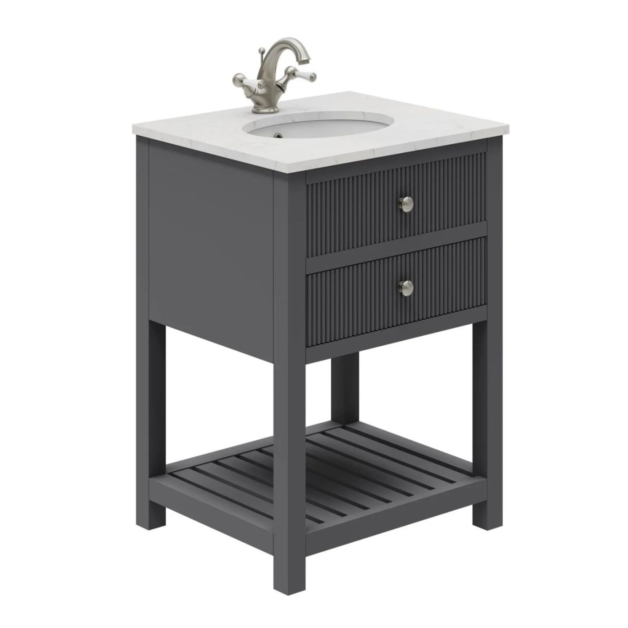 Newbury 600 Fluted Floorstanding 2-Drawer Vanity Unit With Basin