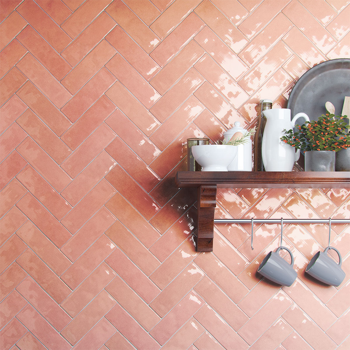 BESTILE Nolita Rosa Glossy Porcelain Wall Tile 6.5 x 20cm