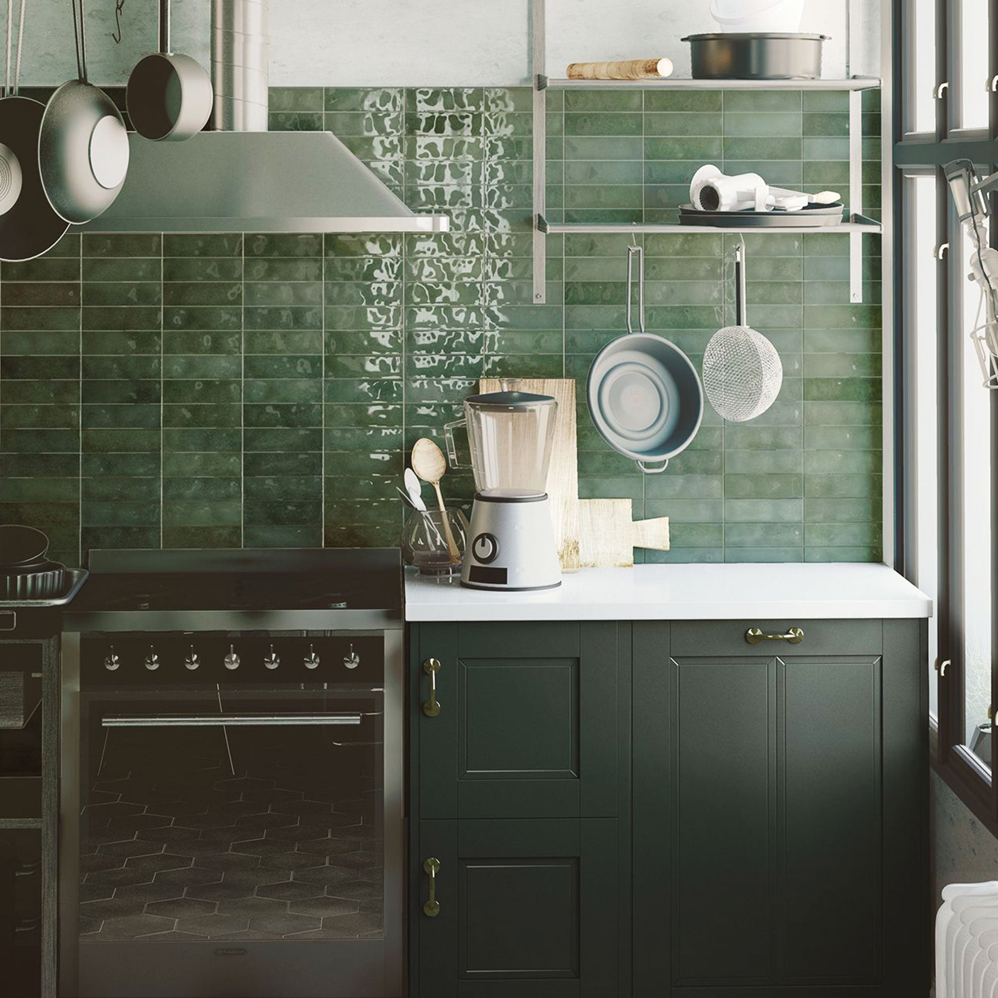 Bestile Nolita Verde Wall Porcelain Tile 6.5x20cm Glossy