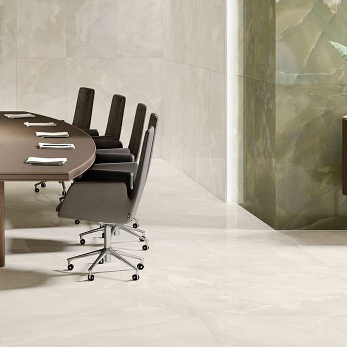 Deluxe Onyx Blanco Marble Effect Porcelain Tile 60x120cm Gloss