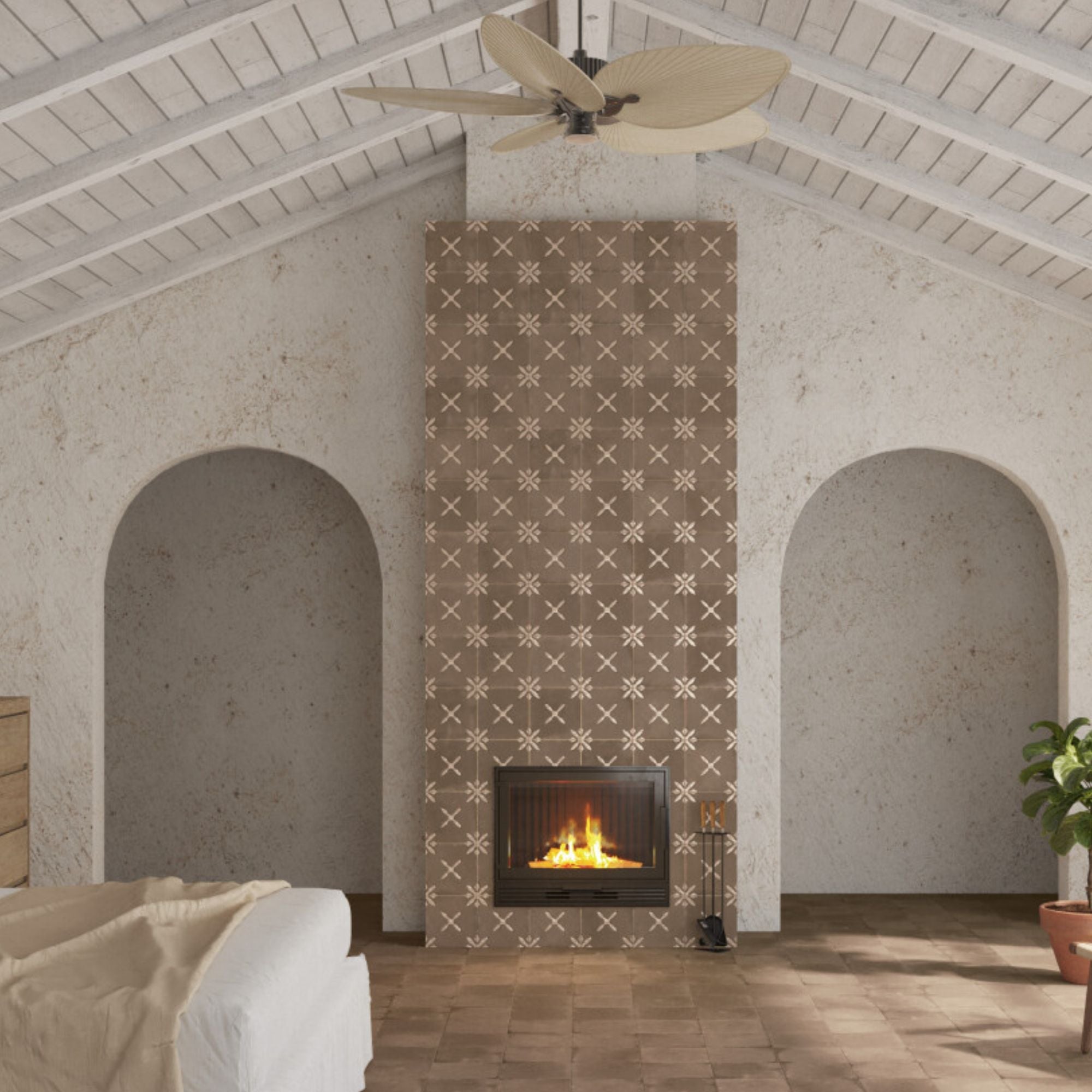 Pangea Chocolate Flower Pattern Porcelain Tile 22x22cm Matt