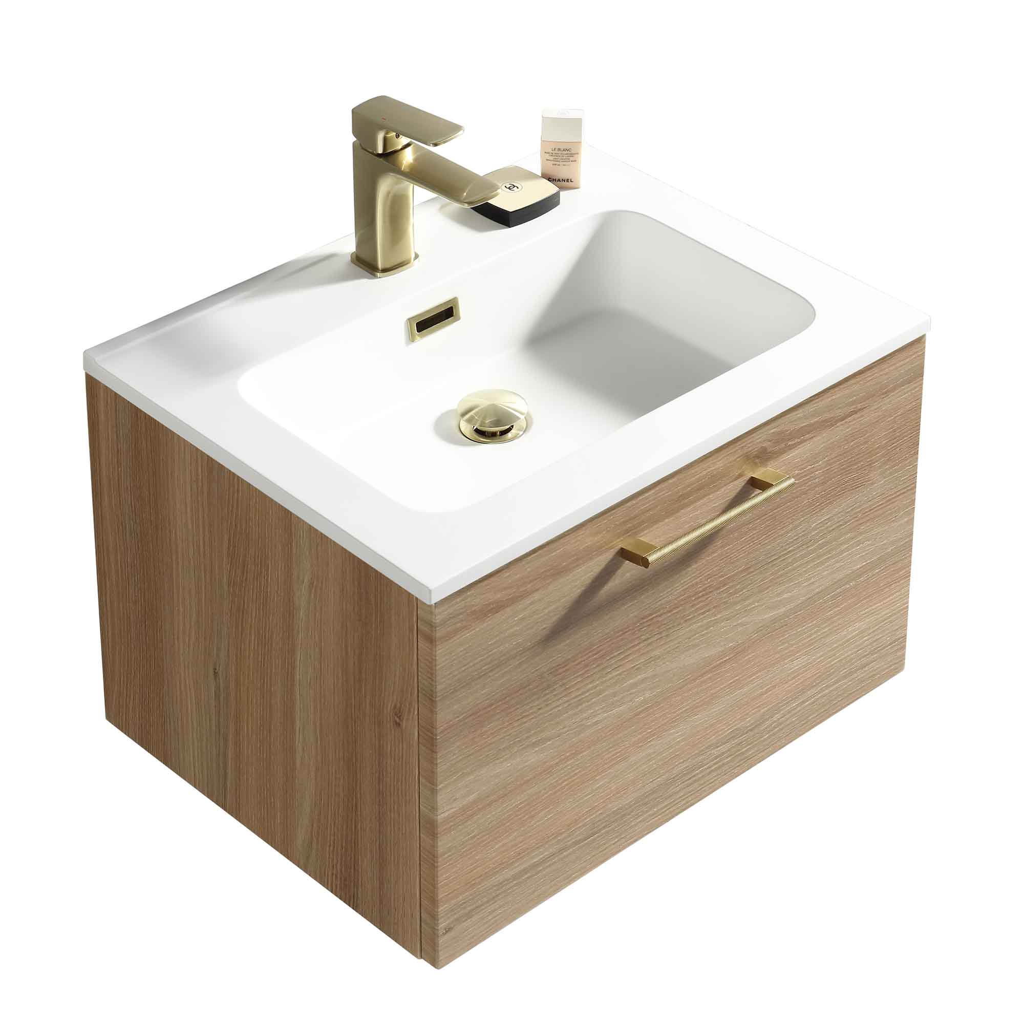 pisa 600 wall mounted 1 drawer vanity unit with washbasin country oak