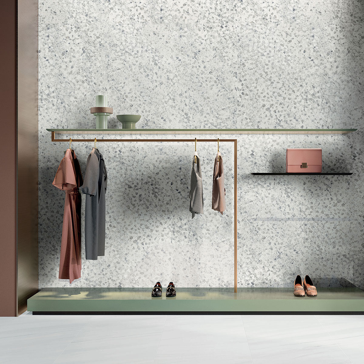 Deluxe Calacatta Cervaiole Terrazzo Effect Porcelain Tile Gloss 60x120cm