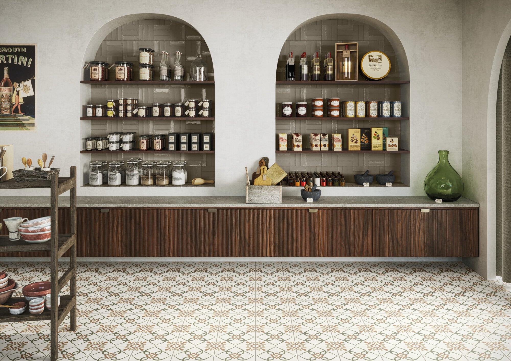 Provenza Green Petals Pattern Porcelain Tile 22x22cm Matt